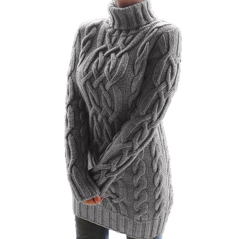 Robe pull longue pour femme, hiver et automne