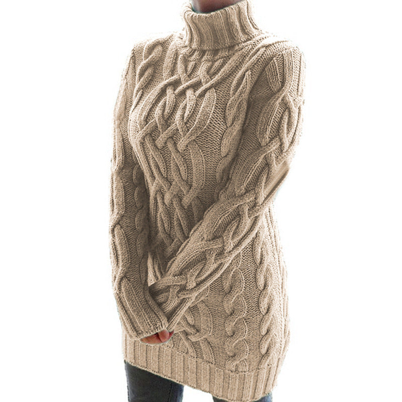 Robe pull longue pour femme, hiver et automne