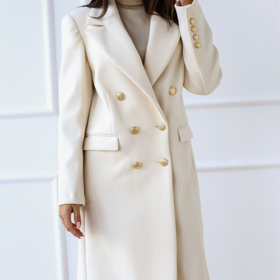 Veste Longue en Tweed– Élégance Intemporelle avec Boucle Métal – Style Chic & Sophistiqué