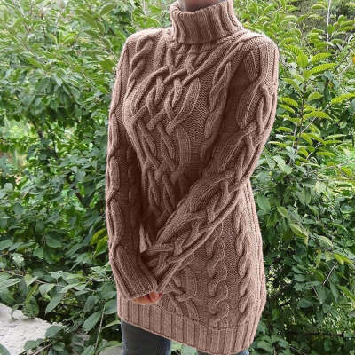 Robe pull longue pour femme, hiver et automne