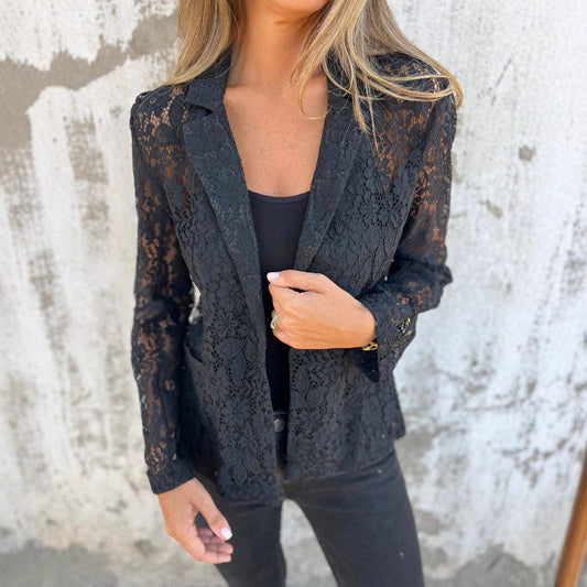 Veste 'Dentelle Céleste' - Manteau Léger Transparent à Motifs Floraux